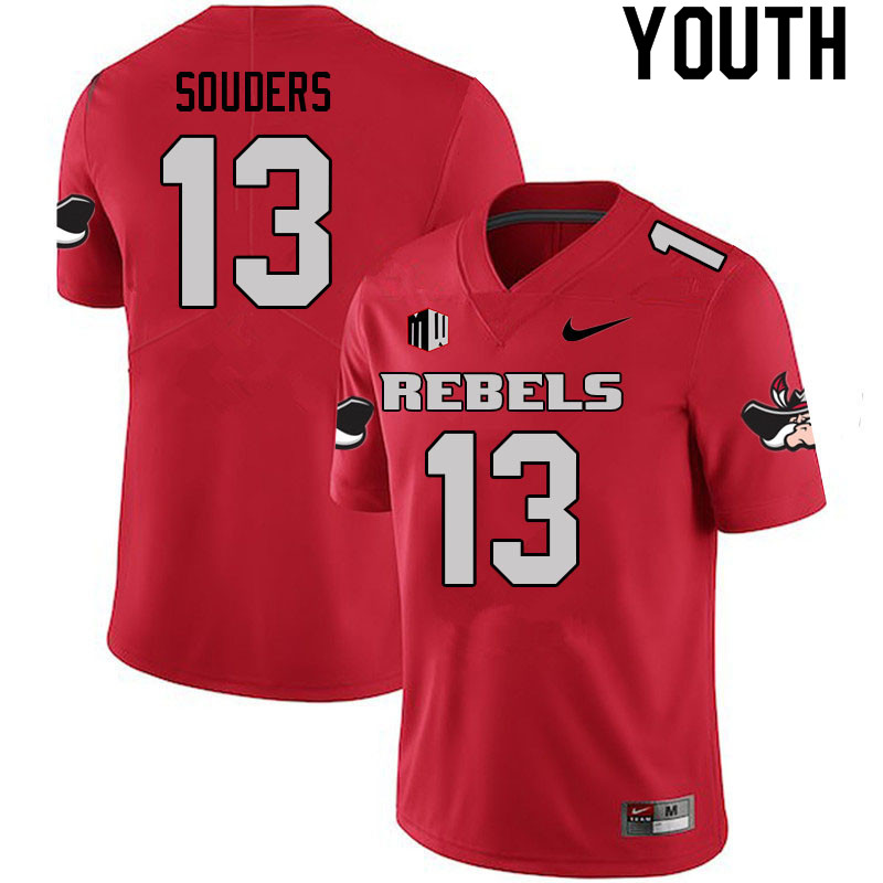 Youth #13 Kalvin Souders UNLV Rebels College Football Jerseys Sale-Scarlet